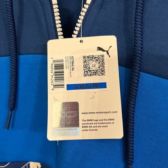 NWT Men's PUMA BMW‎ M Motorsports Zip Front Hoodie Jacket in Blue Red US Size XL - Picture 6 of 8
